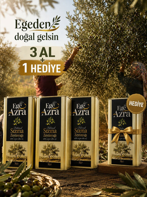 3 AL 1 HEDİYE — Ege Azra Natürel Sızma Zeytinyağı 5 L Teneke (4 x 5 L, Aydın Yöresi) – ürün fotoğrafı