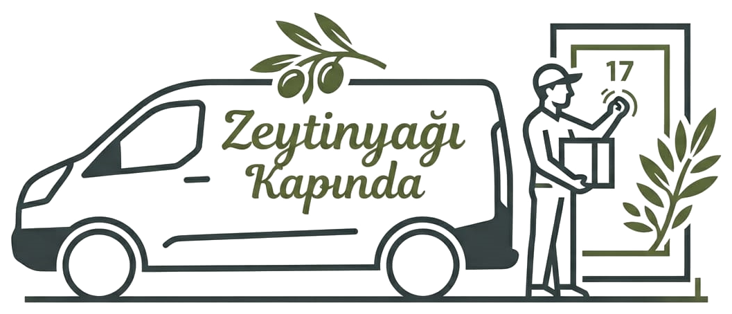 Zeytinyağı Kapında — kapıya teslimat illüstrasyonu