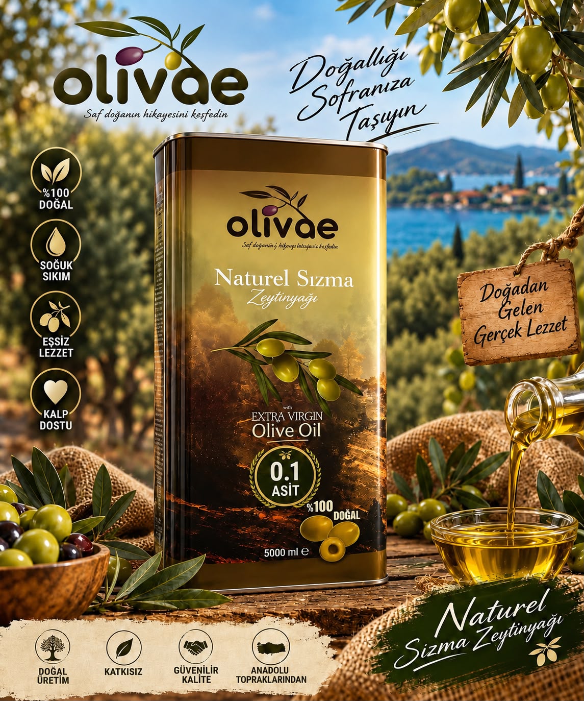 Olivae Natürel Sızma Zeytinyağı 5 L Teneke – ikinci görsel