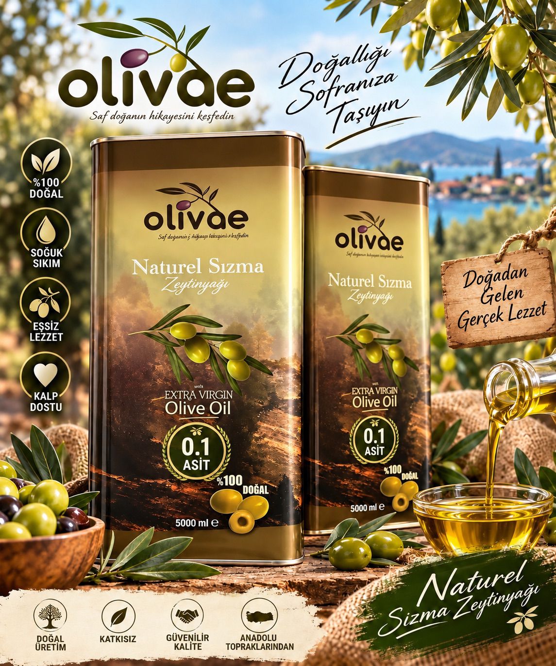 Olivae Natürel Sızma Zeytinyağı 5 L Teneke – ürün görseli